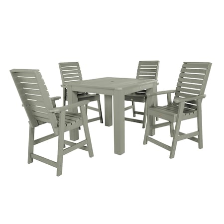 Highwood Usa Weatherly 5pc Square Counter Height Outdoor Furniture Dining Set AD-CNW44-EUC